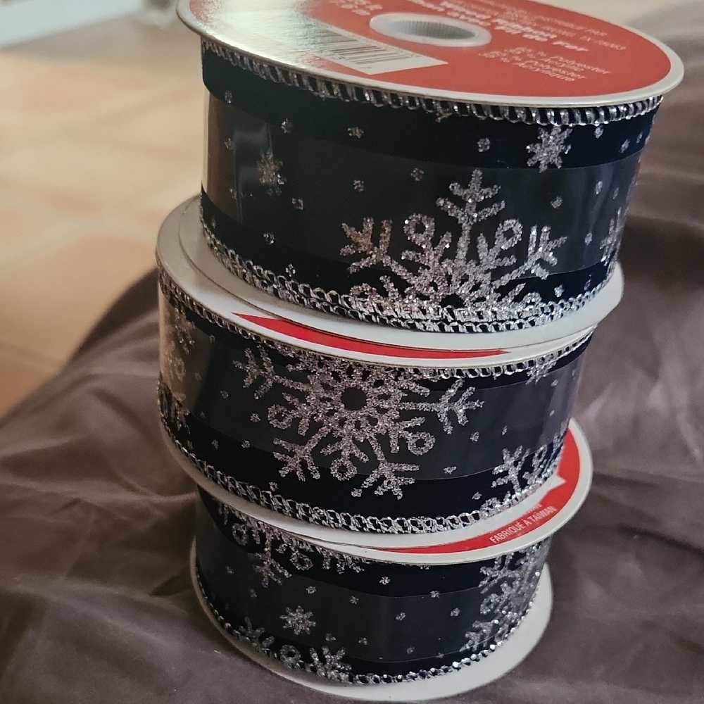 Celebrate It Navy and Silver Snowflake Ribbon